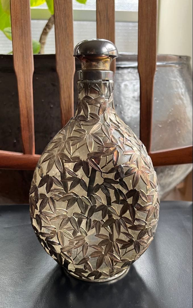 銀950製竹模様アンティークボトル