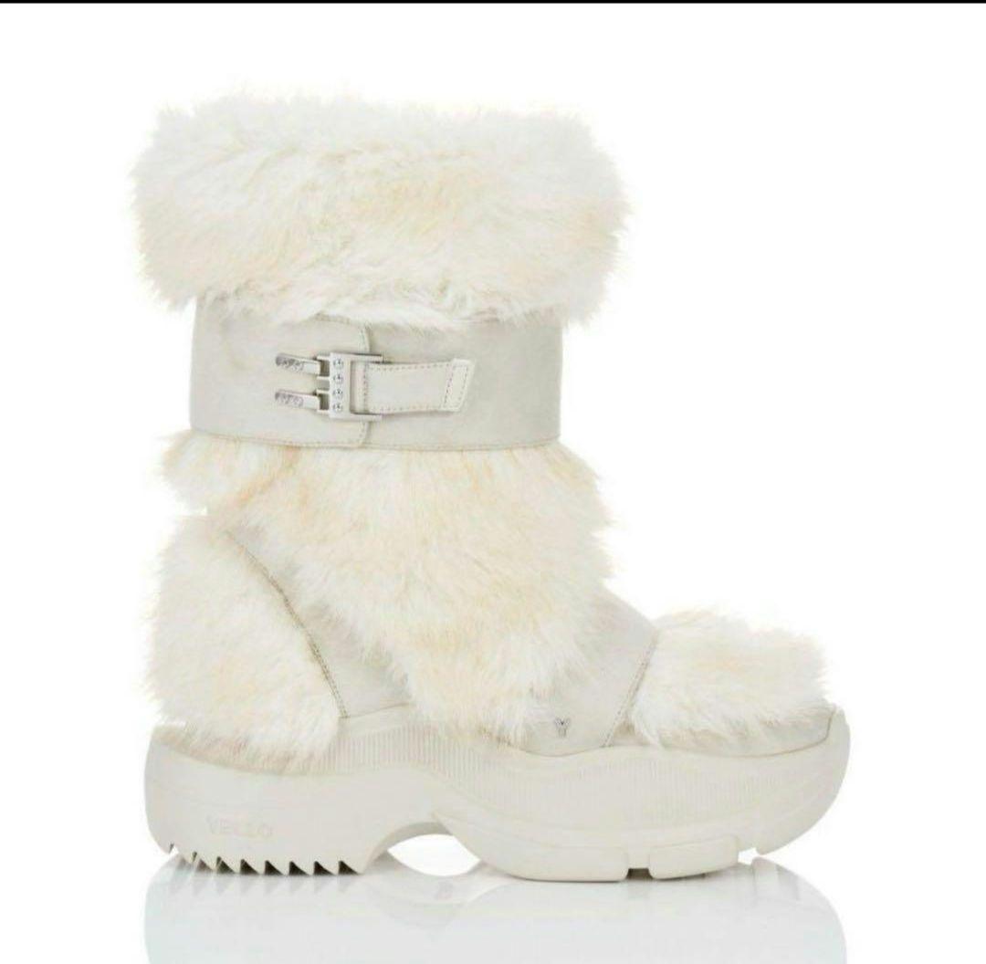 YELLO ファー付きロングブーツ ホワイト