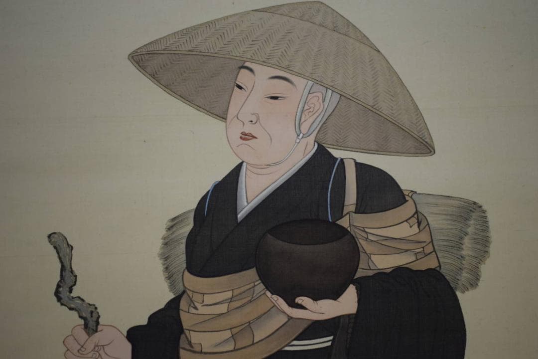 不詳/作者不詳/弘法大師行脚図/絹表装/布袋屋掛軸HJ-319