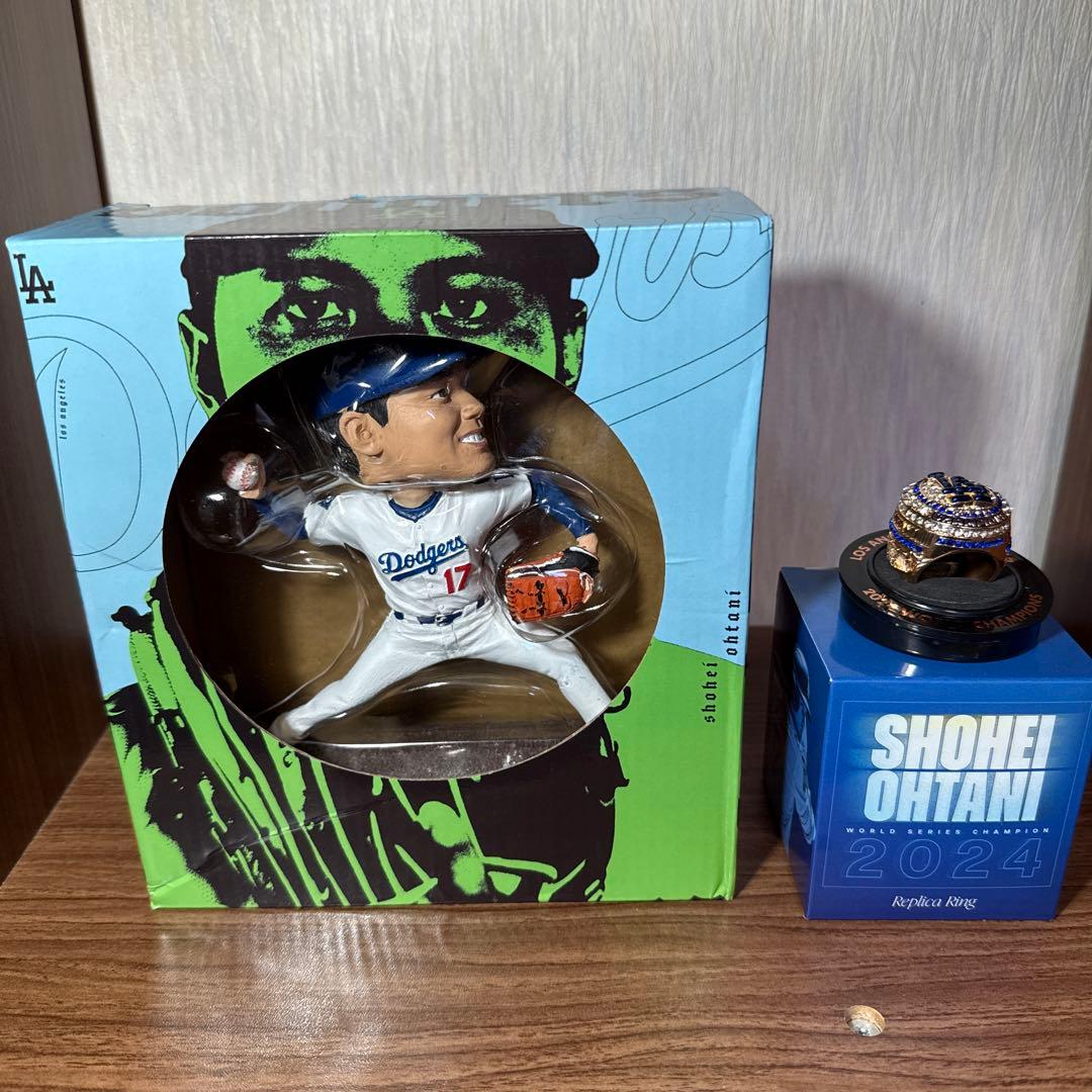 大谷翔平選手 ワールドシリーズ優勝リング ボブルヘッドセット