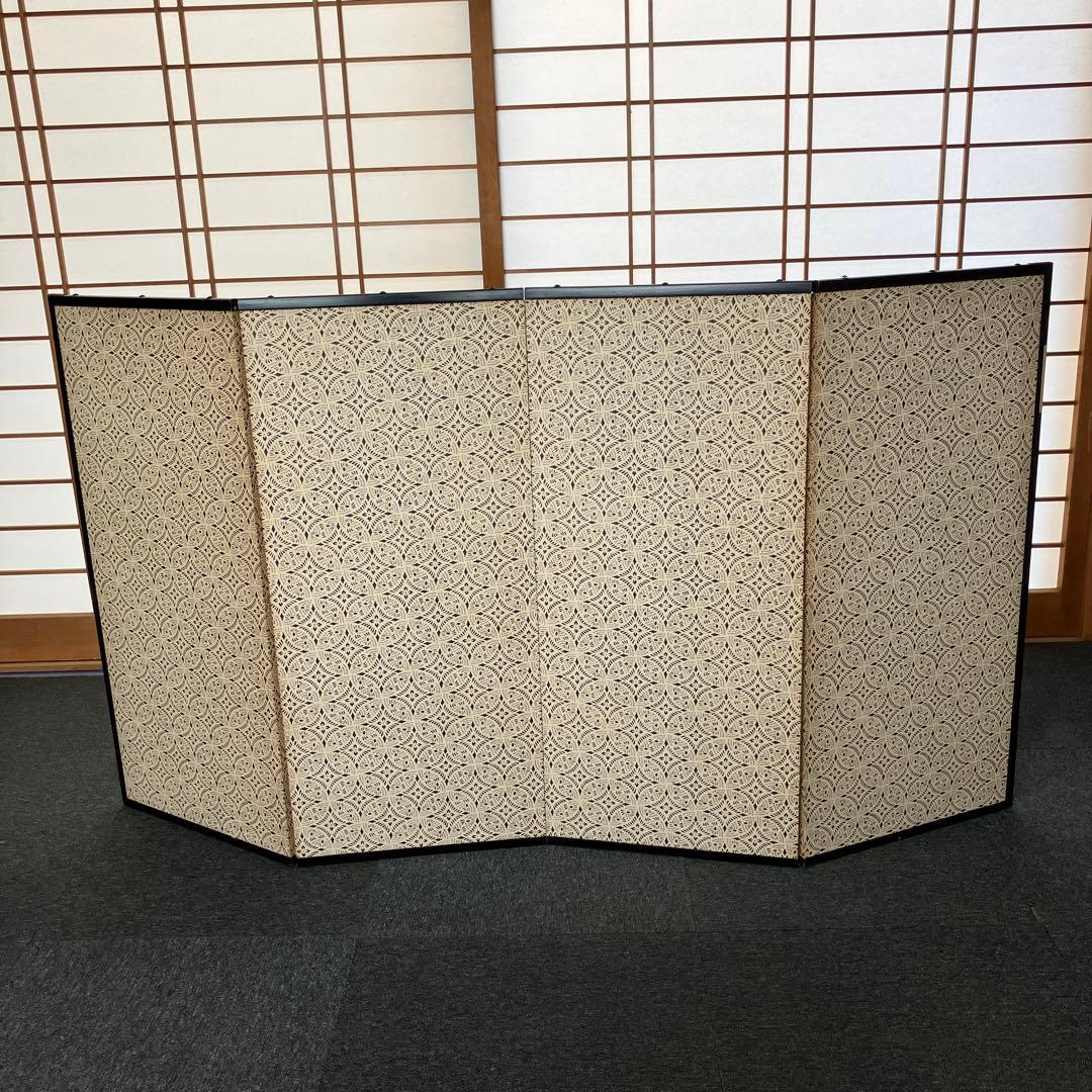 屏風 春湖 牡丹 絹本 引取品 年代物 時代物 美術品 アート