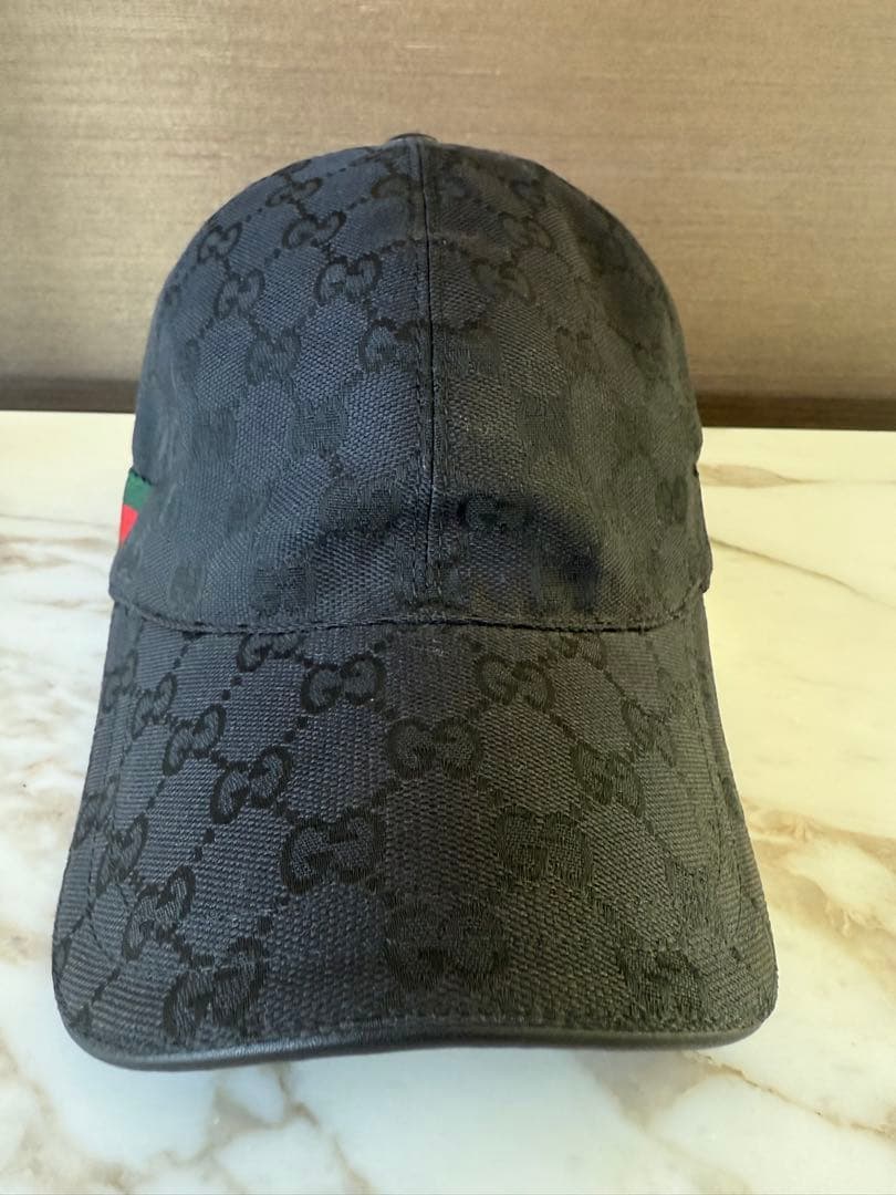 GUCCI GGパターンキャップ　黒 XL60㎝
