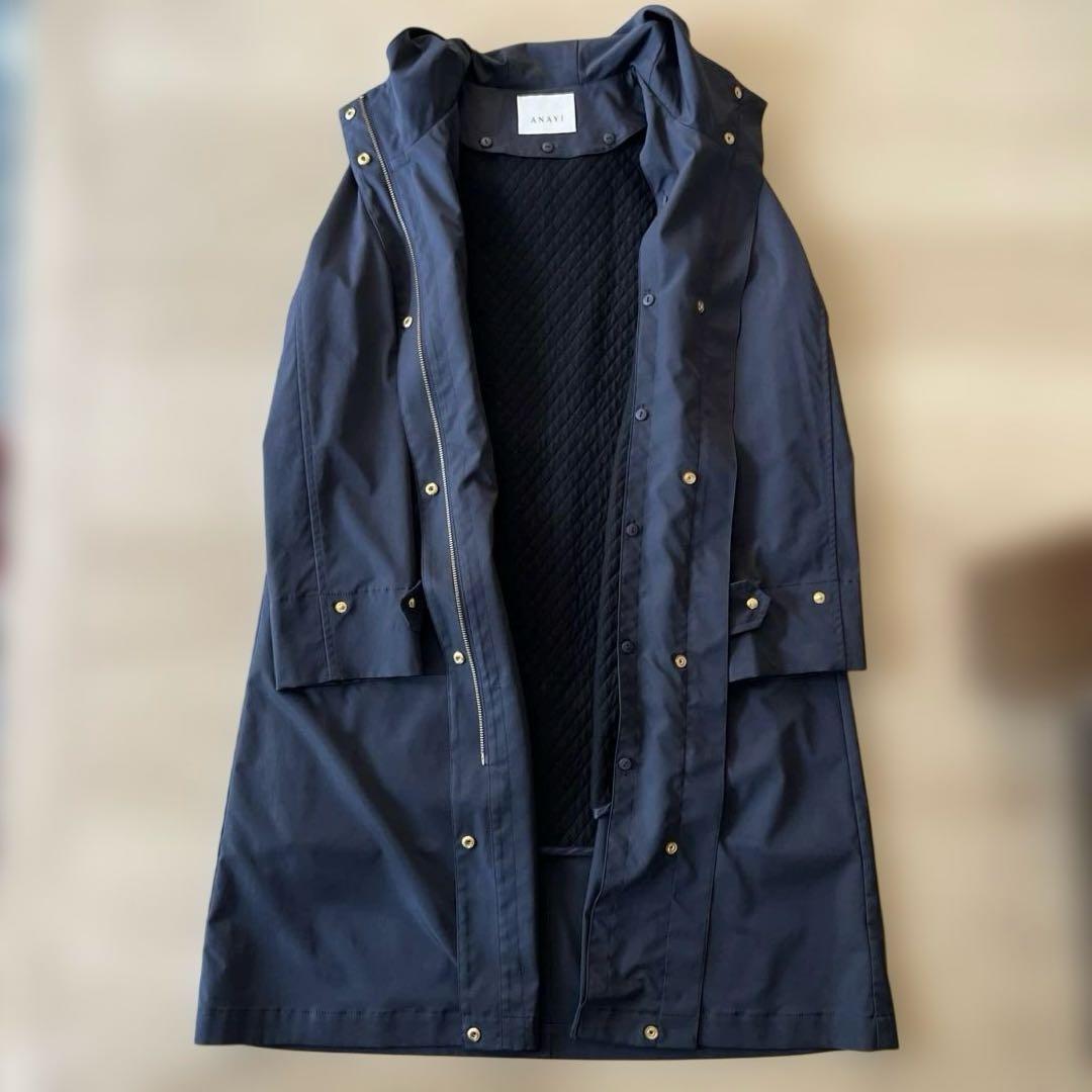 新品ANAYI ブライトツイルライナー付モッズコート　ネイビー 36サイズ
