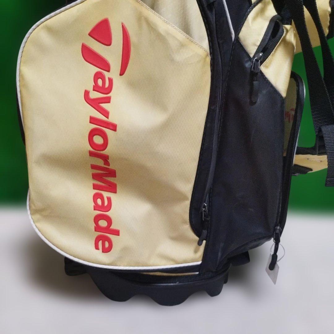 ※美品TaylorMadeスタンド式キャディバッグ ベージュ/黒フード無 int