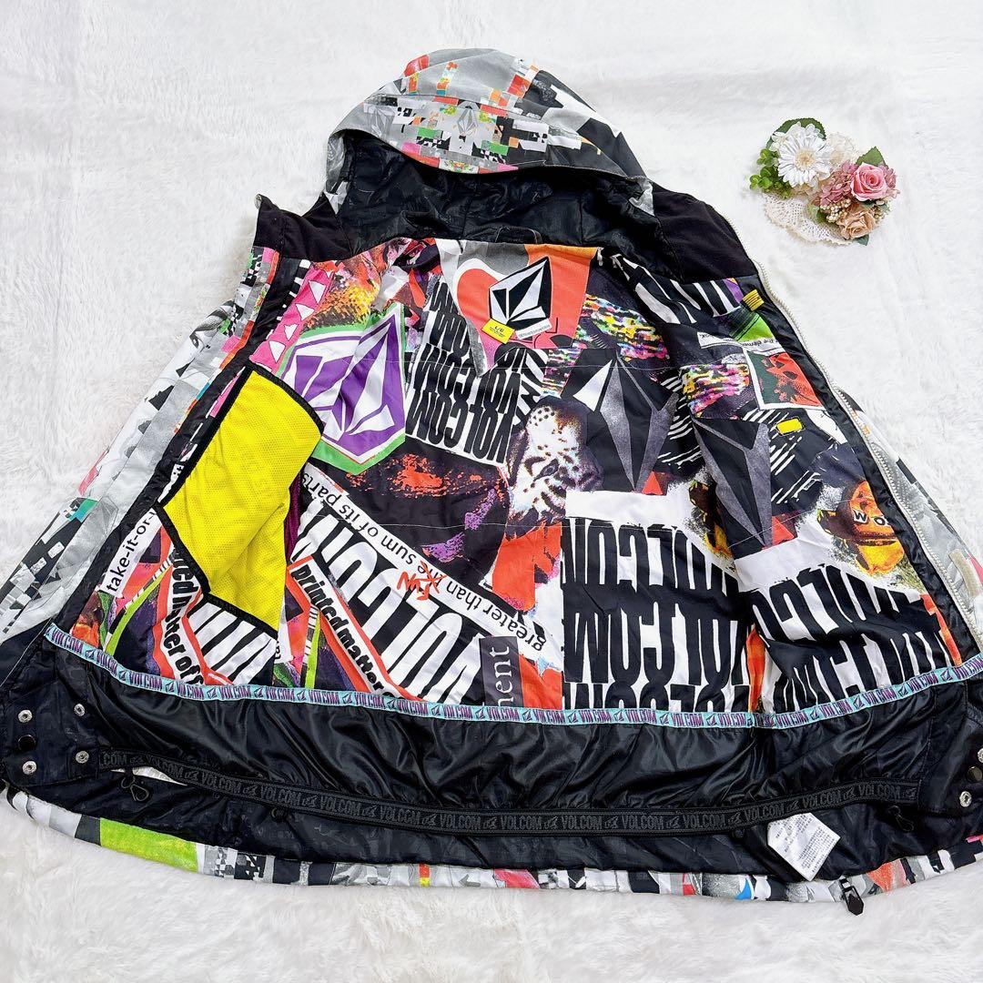 ボルコム スノーボードウェア スキー ジャケット L 総柄 派手 レディース