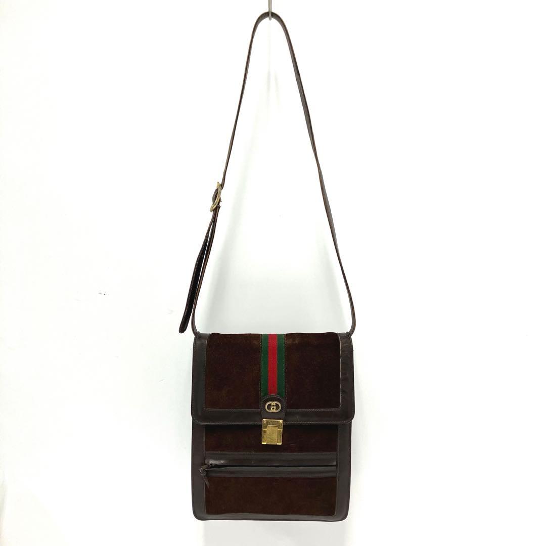 ヴィンテージ☆グッチ☆パフューム☆ショルダーバッグ☆シェリーライン☆革☆ブラウン