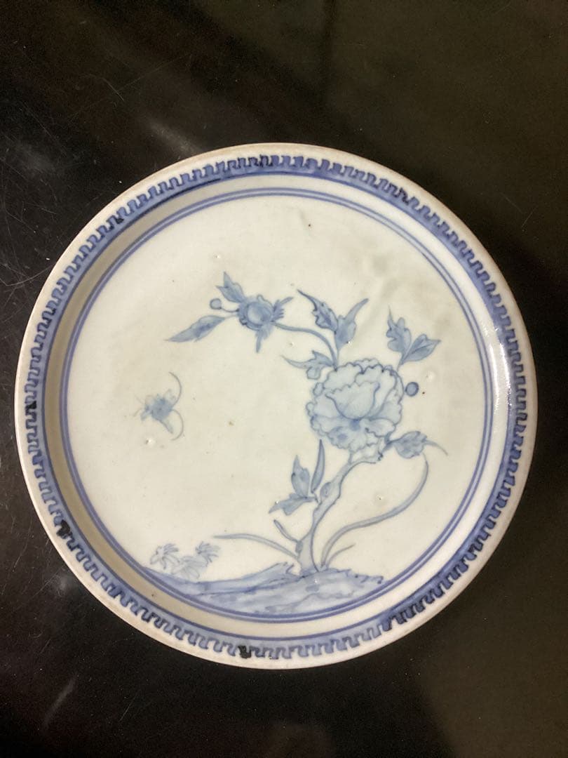 初期伊万里　染付花文江戸期皿　骨董古美術コレクション品幅約20.5cm