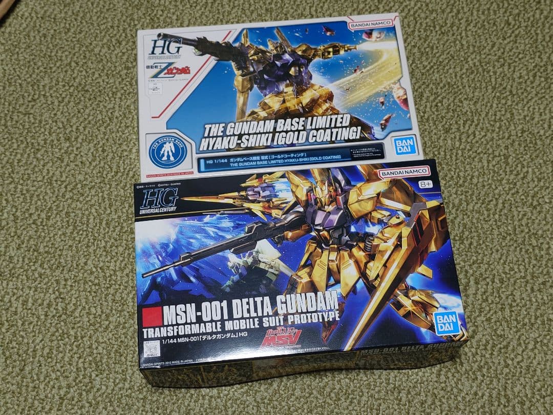 HG百式ゴールドコーティング&HGデルタガンダム金メッキ セット