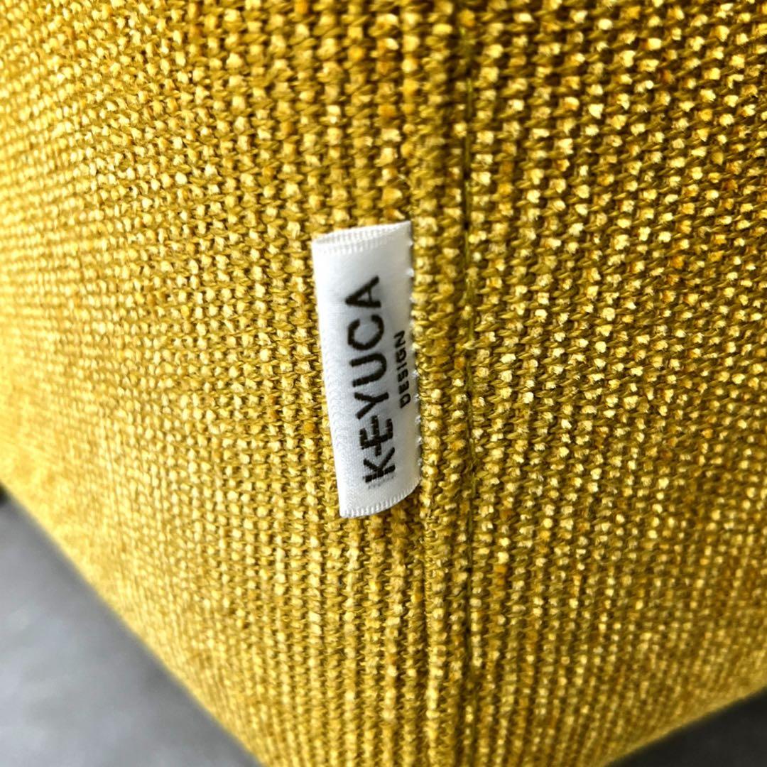 取付無料！ケユカ 北欧風イエローグリーンファブリックナチュラル1Pアームソファ✨