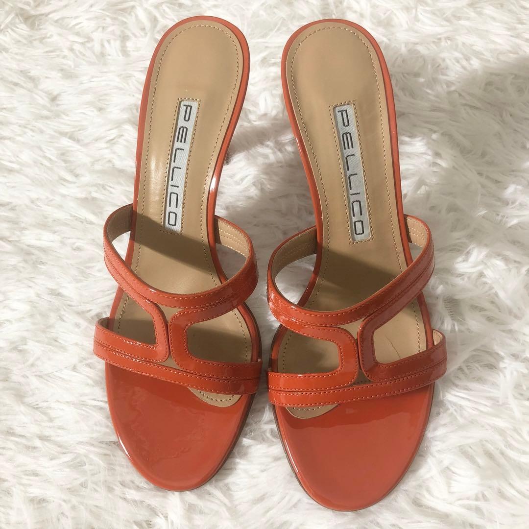 未使用級 ペリーコ ミュール オレンジ ヒール7cm サイズ37