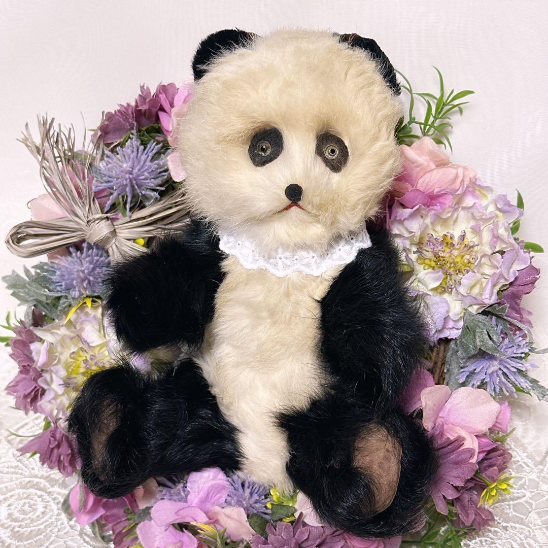 ❤️超激レア！！❤️リアルファーのアンティークパンダ　テディベア　アンティークベア