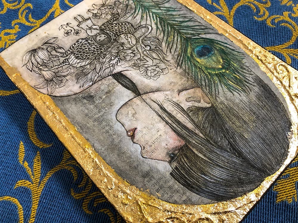 手描き絵画「個人的な憂鬱」日本画　オリジナル　原画