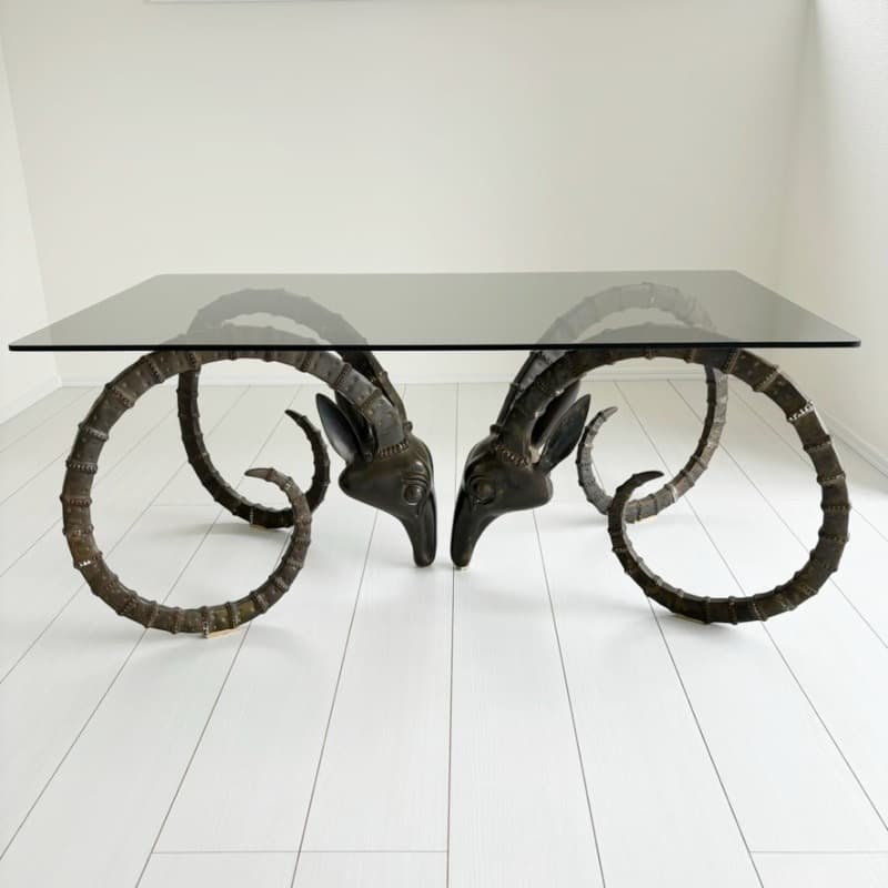 ALAIN CHERVET 希少 ヴィンテージ ラムヘッド ガラステーブル