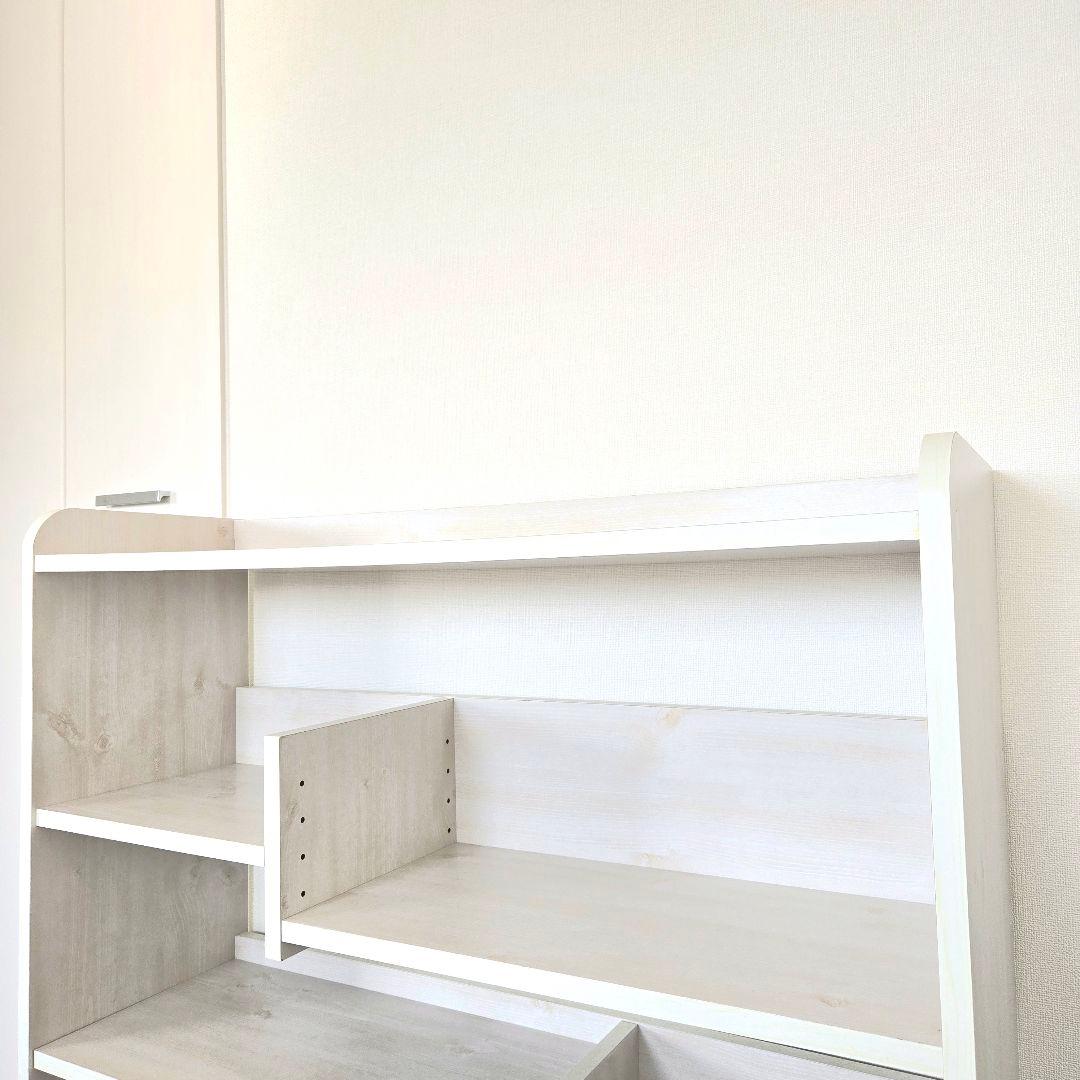 本棚 完成品 ホワイト 組み立て不要 ブックシェルフ ラック 白 木目調 ウッド