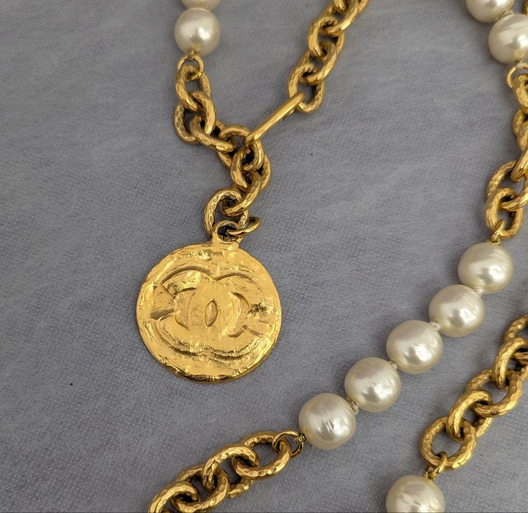 CHANEL シャネル チェーンベルト フェイクパール ココマーク 95A 中古