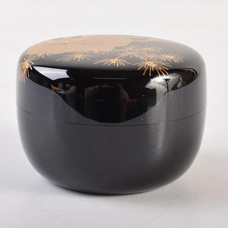 茶道具　横山一榮作　御所車蒔絵　平棗　内金梨子地　鵬雲斎極め箱　V　8336