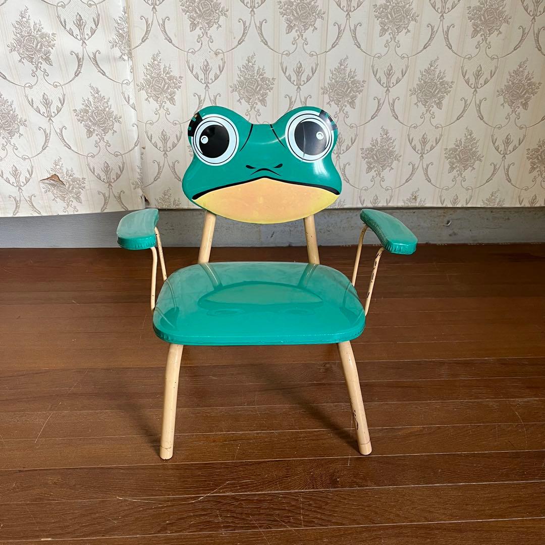 【アンティーク】昭和レトロ カエル ケロヨン 子供用椅子 キッズチェア 笛鳴り