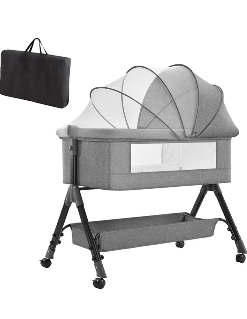 新品・未開封 通気性抜群！高さ調整 新生児対応 多機能ベビーベッド／添い寝可