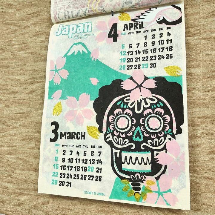 骸骨カレンダー2026】ガイコツ メキシコ★個性的スカルおしゃれメキシカン壁掛け