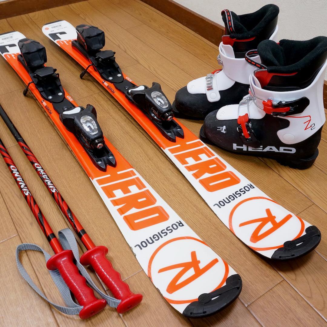 メンテ済 100cm 靴19.5cm ROSSIGNOL スキーセット