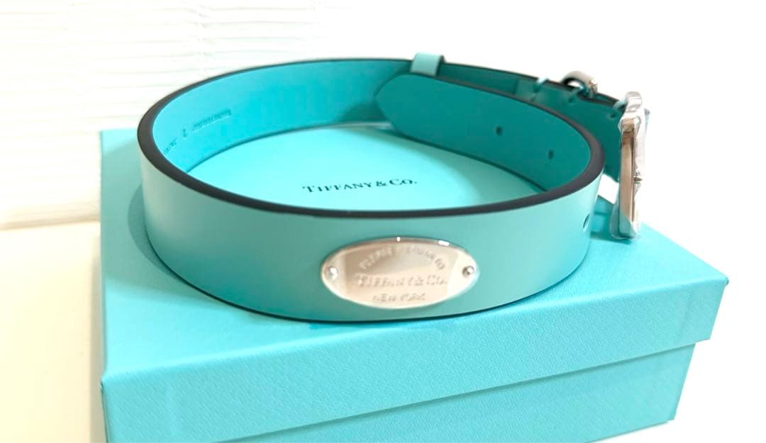 未使用品 Lサイズ⭐️Tiffany ティファニーレザー 犬首輪ドッグカラーペット
