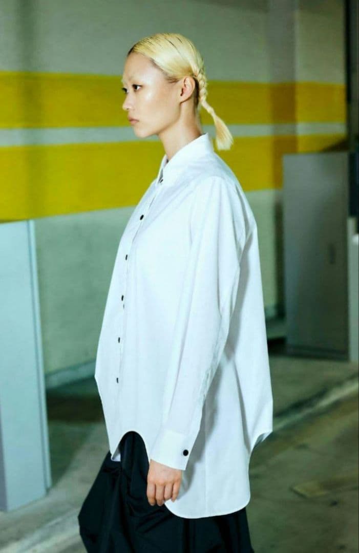 oOoOoO　アシンメトリーシャツ　変形　38 白　ナゴンスタンス