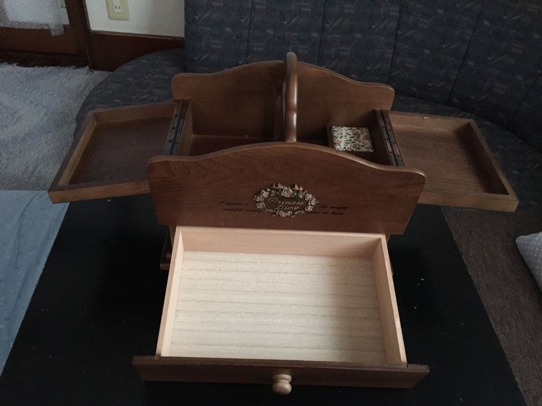 箱ありG-wood 裁縫箱 木製 アンティーク レトロ　ソーイングボックス 木箱