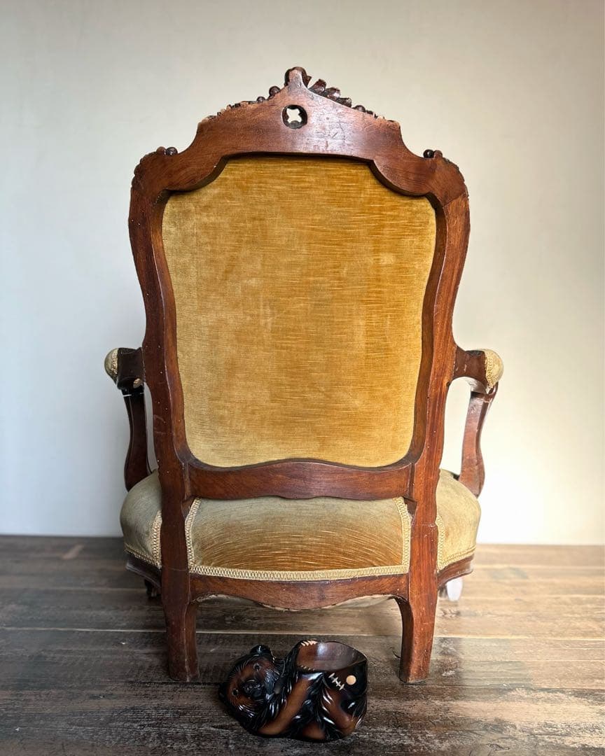 アンティーク アームチェア フランス様式 19世紀末｜修復前 低座