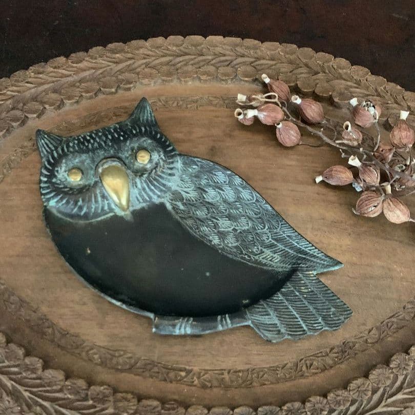 フランス　ふくろうトレイ　 幸福　小物入れ アッシュトレイ　17cm