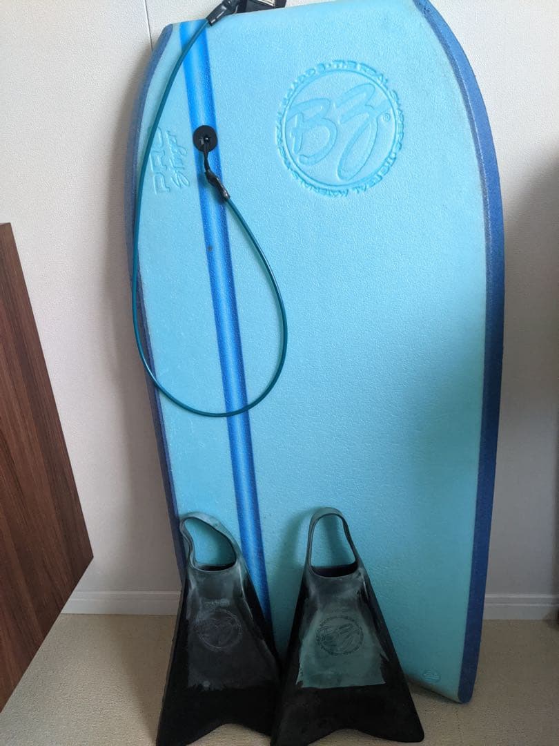 BZ ボディボード （左利き用）青 レインボーグラデーション フィン&指かき付き