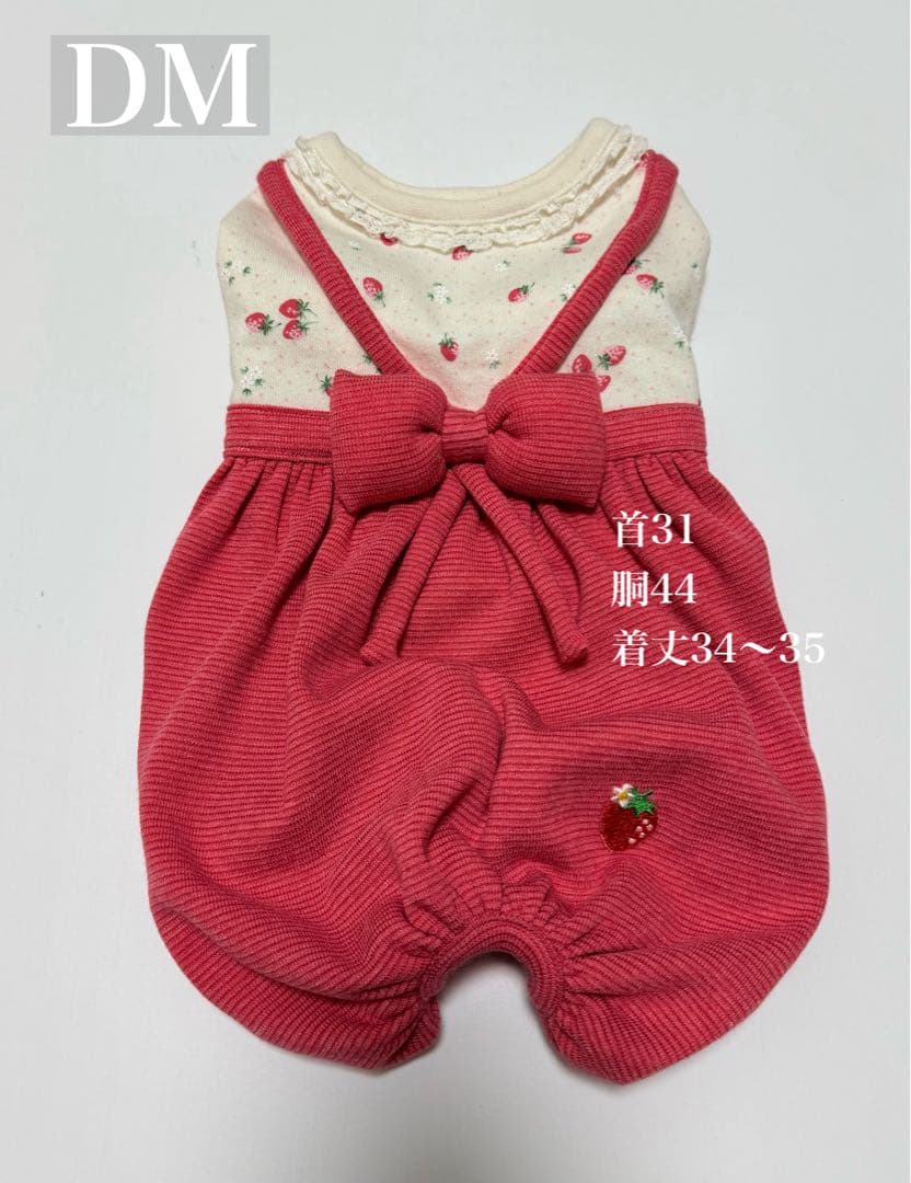 ダックスフンド服　オーダー受付ページ　ロンパース　つなぎ　犬服　苺　いちご