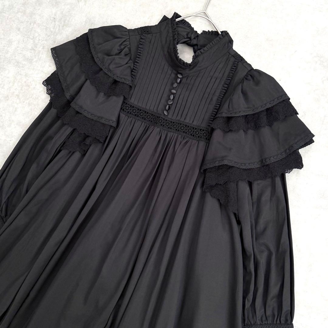 星箱works リリアンヌ姉妹 ロング 黒 無地 ロリィタ クラロリ レース