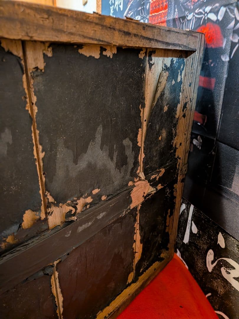 江戸時代前期変形四ツ菱御家紋入り甲冑用鎧櫃リペア扱いジャンク武具本歌難有り当時物