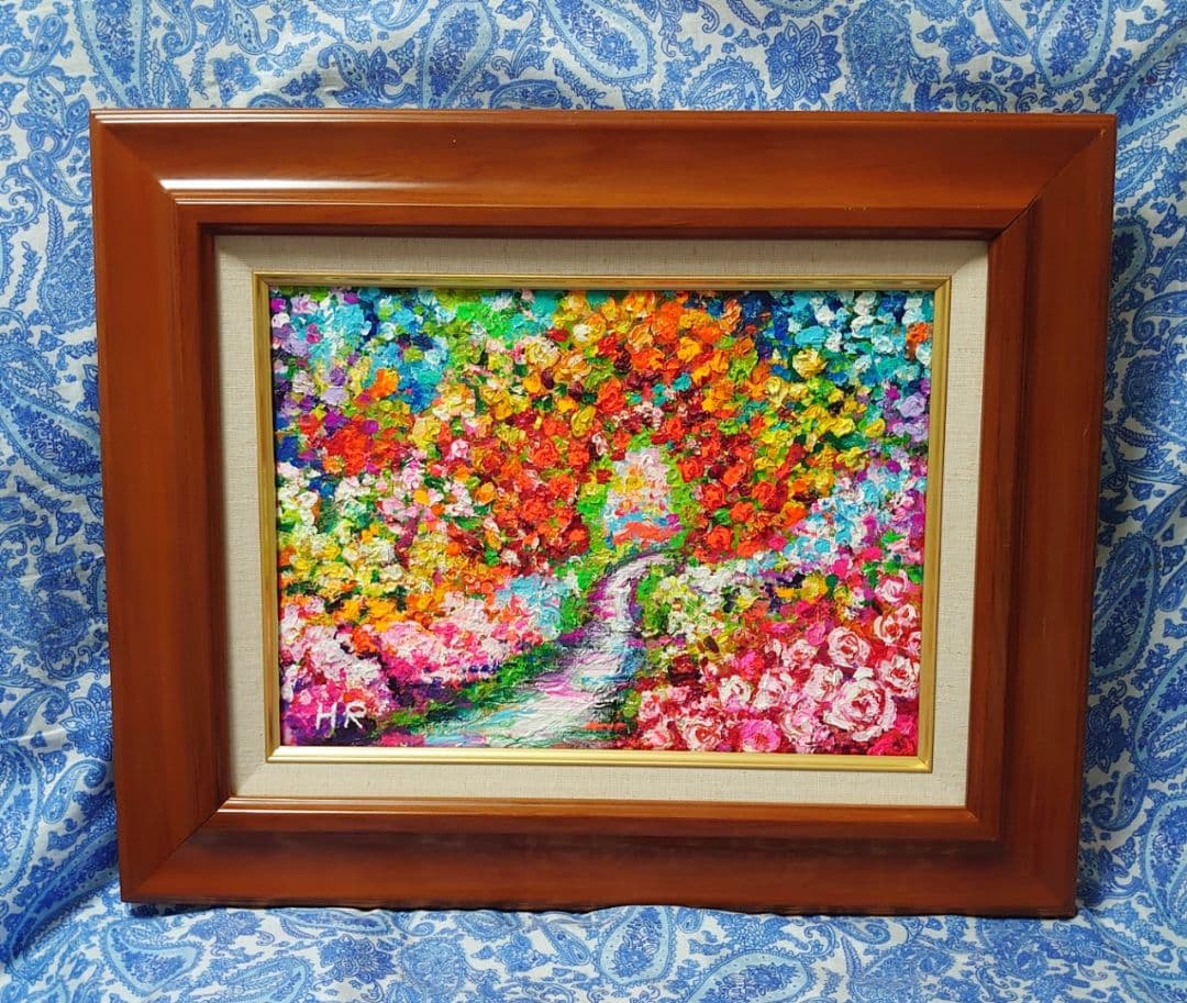 油絵 絵画【花の道】