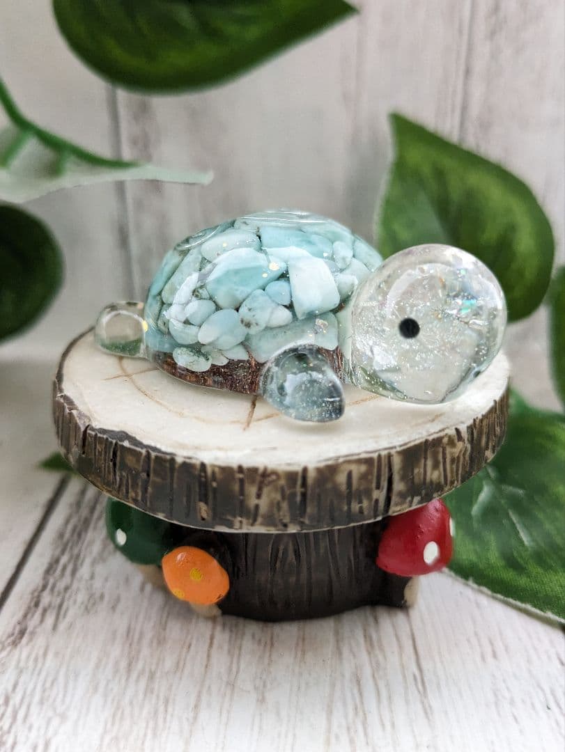 【はる】ラリマーのかめちゃん形オルゴナイト☆他３点