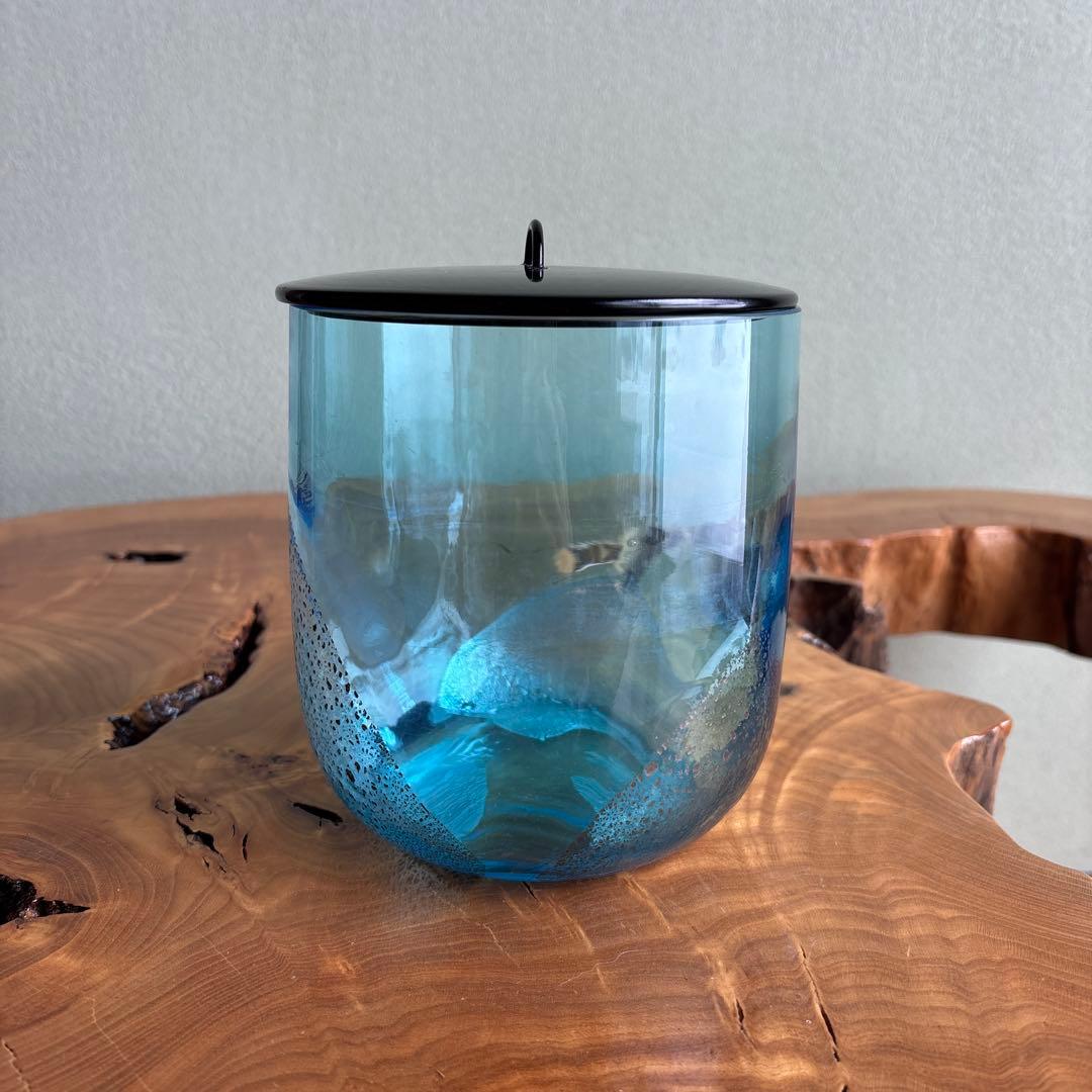 硝子製水指 義山 切箔 金彩