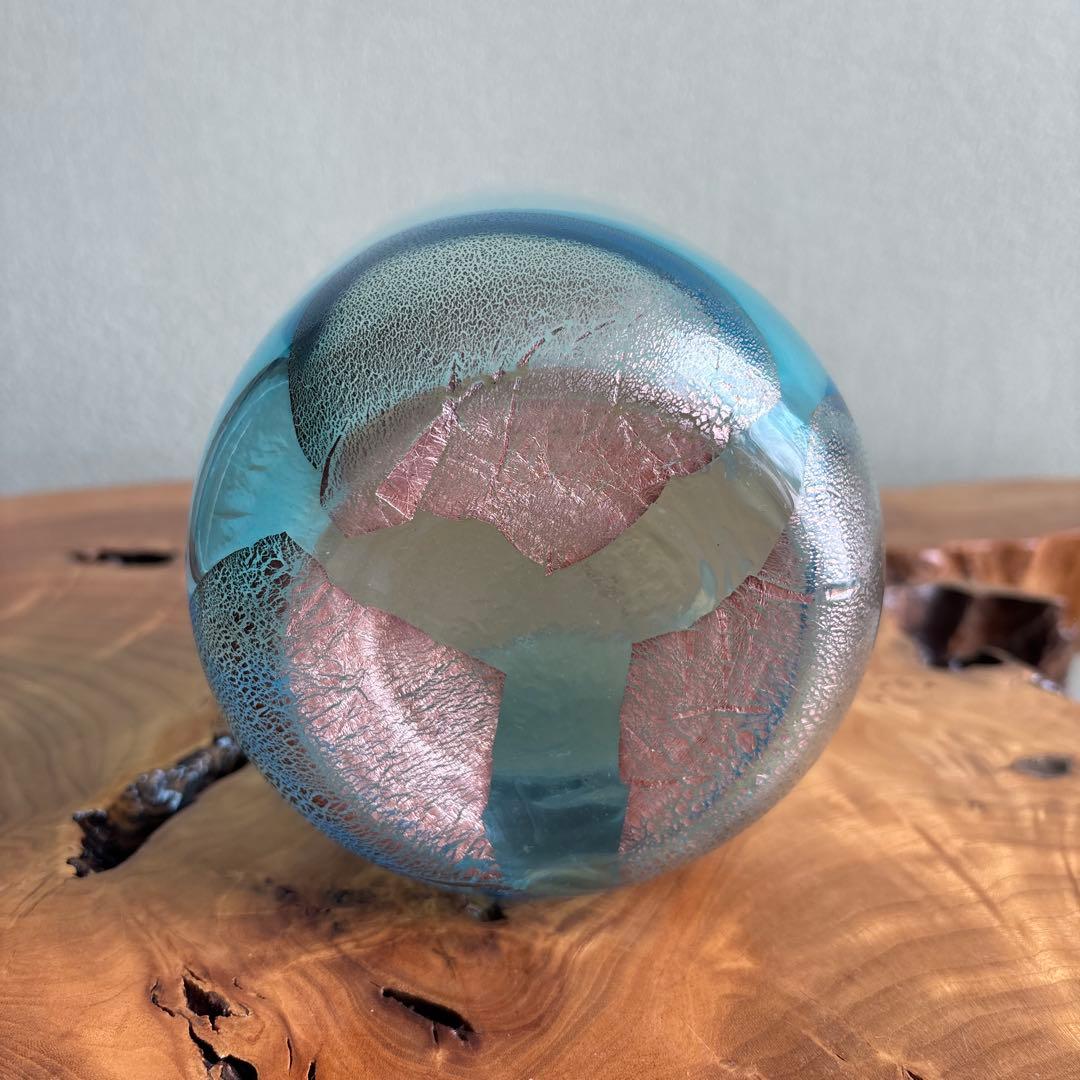 硝子製水指 義山 切箔 金彩