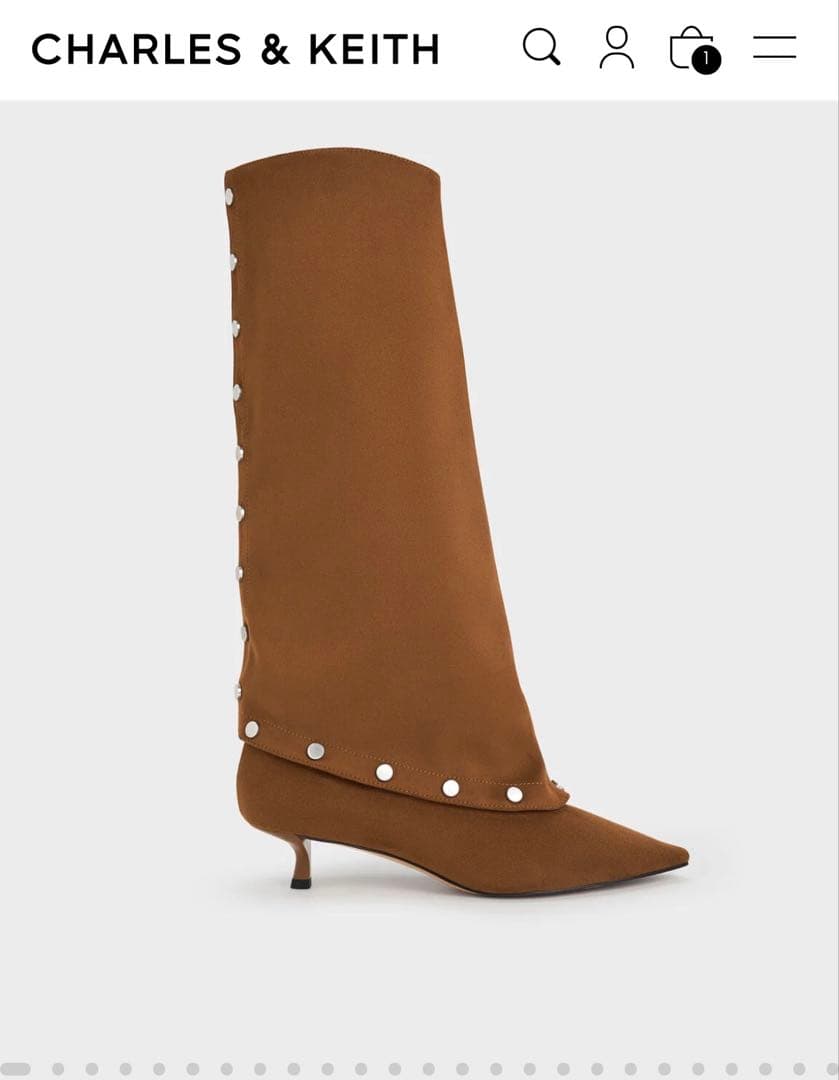 【CHARLES & KEITH】 ガエル スタッズツーピースロングブーツ