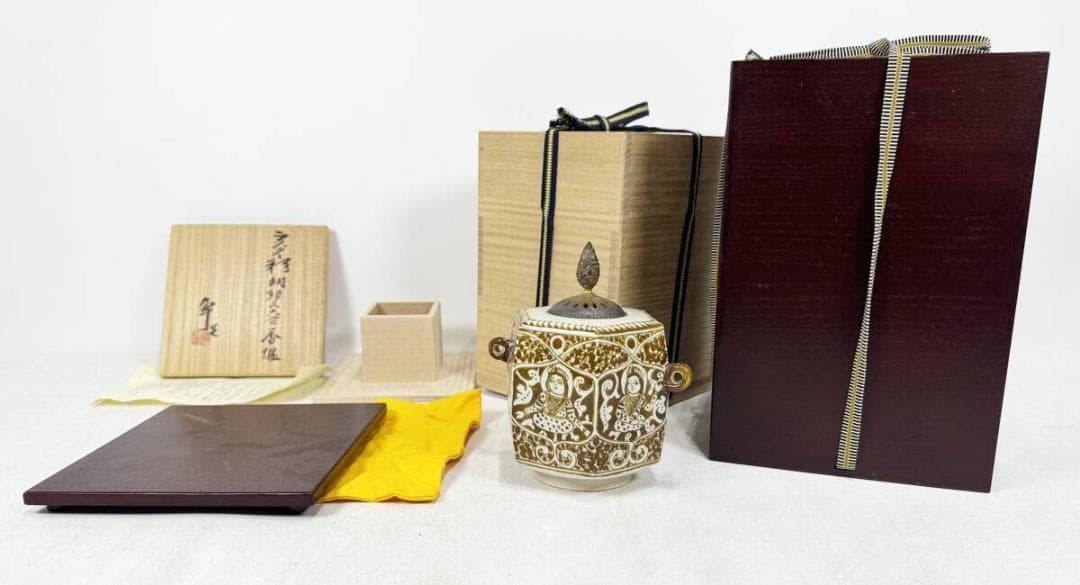 加藤卓男 ラスター彩　香炉　純銀製火屋　茶道具　骨董　古美術　美術品