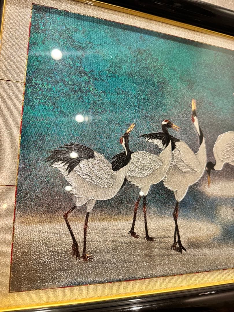 (18) 十二代 藤林徳扇『鶴寿之宴』伝統工芸作家 正絹 シルク 苑寿織匠 美術