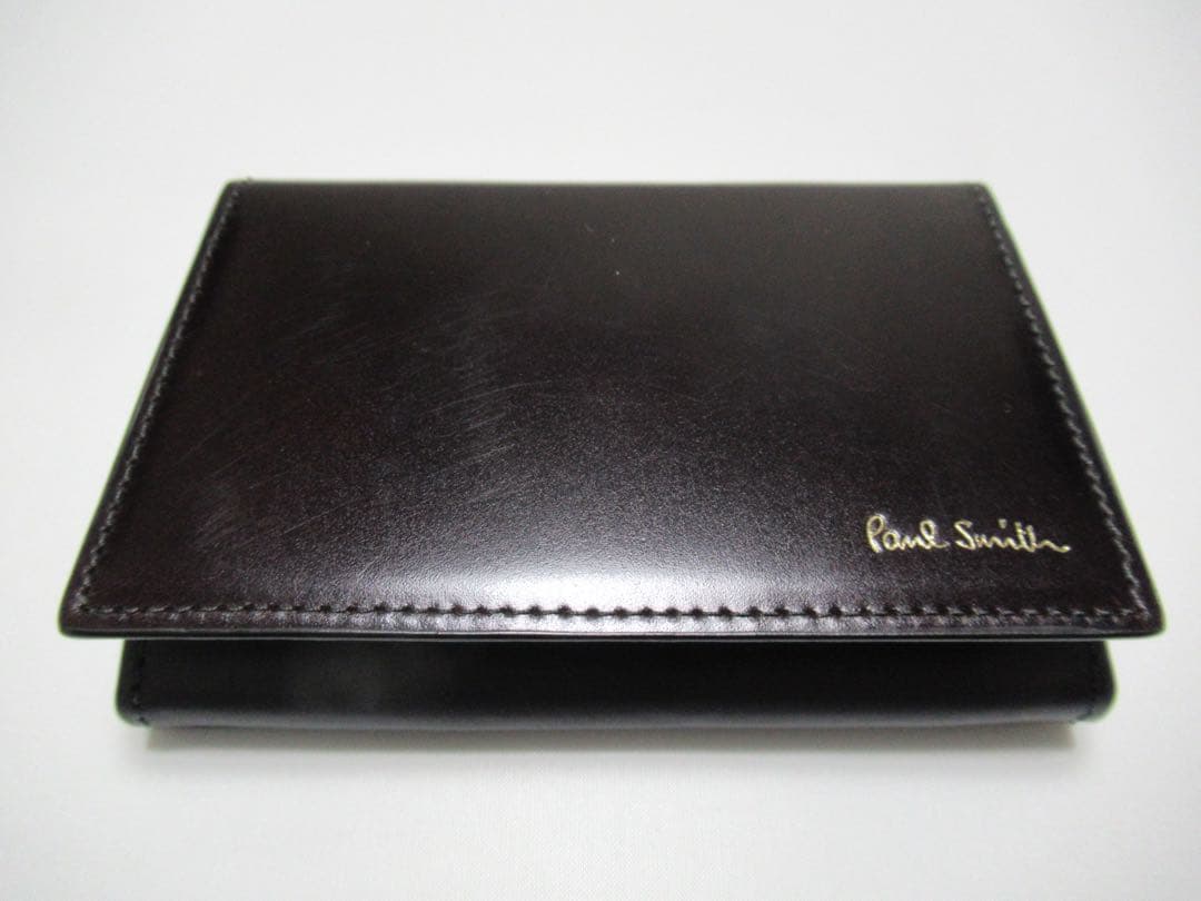 ポールスミス 新品！コードバン馬革×牛革名刺入れ カードケース 黒×グレー