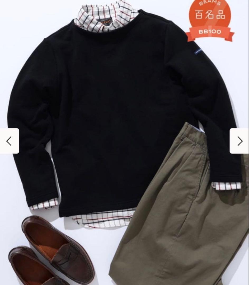 新品タグ付き ループウィラー ビームスプラス スウェット ボートネック 黒 L