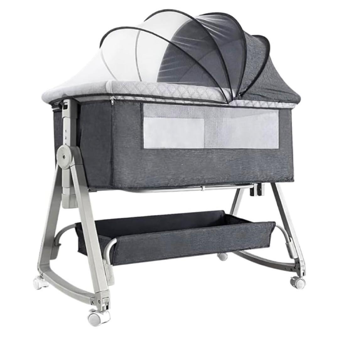✨大幅値下げ✨ベビーベッド 添い寝 折りたたみ ハイローベッド グレー
