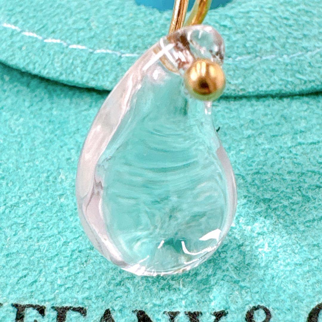 極美品 オールドティファニー ティアドロップ クリスタル 片耳 ピアス k18