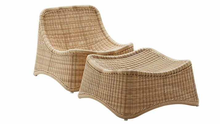 デンマーク製　籐のオットマン