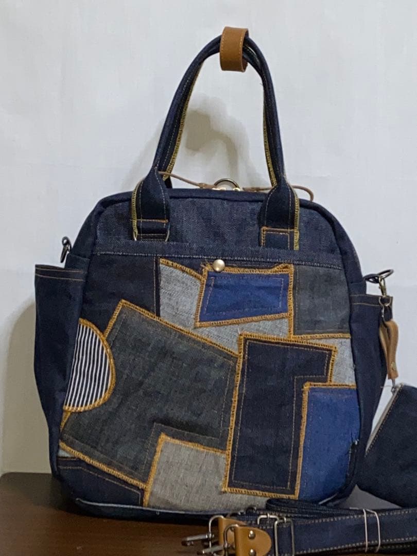 ハンドメイド☆岡山デニム☆パッチワーク☆☆4wayボストンバッグ