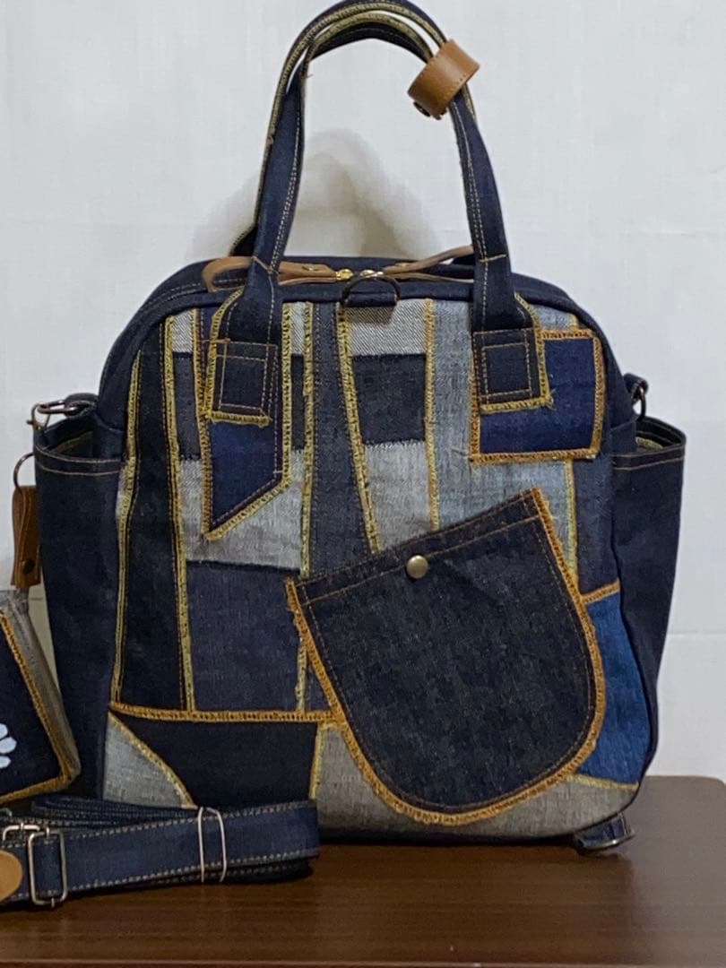 ハンドメイド☆岡山デニム☆パッチワーク☆☆4wayボストンバッグ