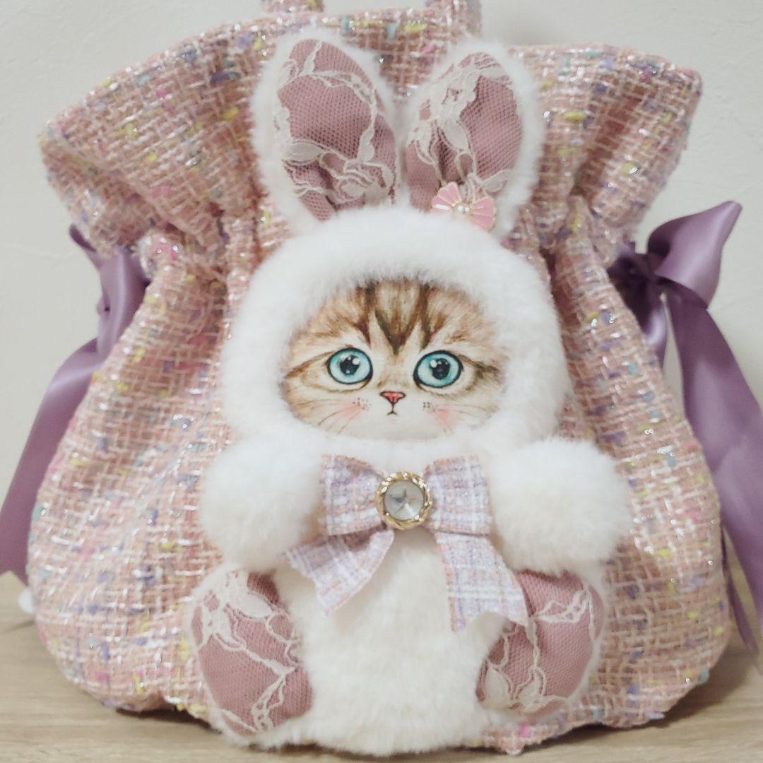 ね*】様 ハンドメイド 丸底巾着 バッグ コヤンイサムチョン ねこ