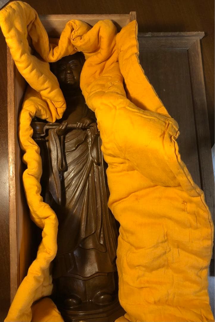 雨宮治郎作 銅造聖徳太子十六才御像　聖徳太子孝養像 共箱 置物 彫刻 彫像