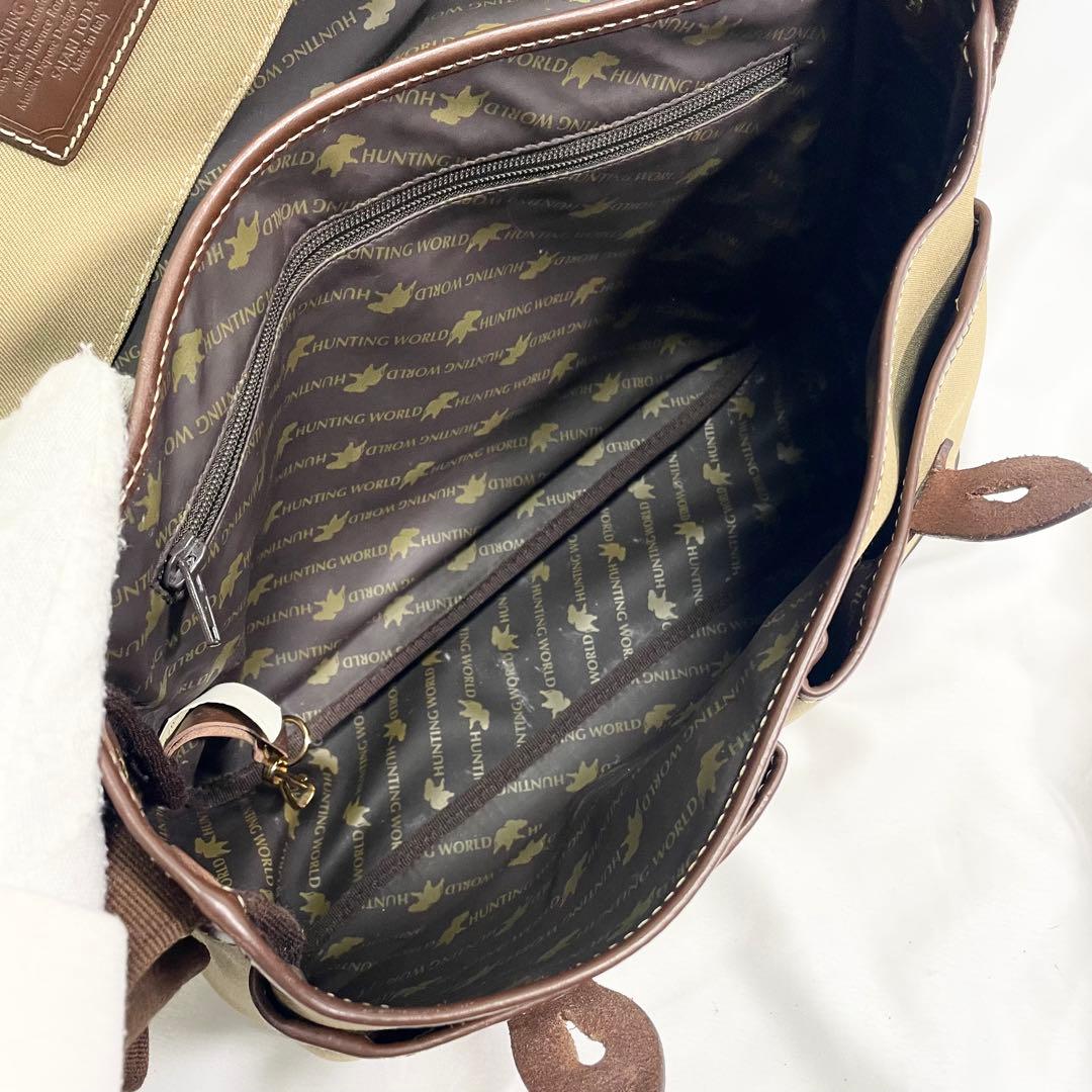 ハンティングワールド サファリトゥデイ メッセンジャーバッグ 大容量 多機能 茶